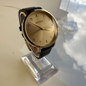 Nixon Arrow 38mm Black Leather Watch 1410